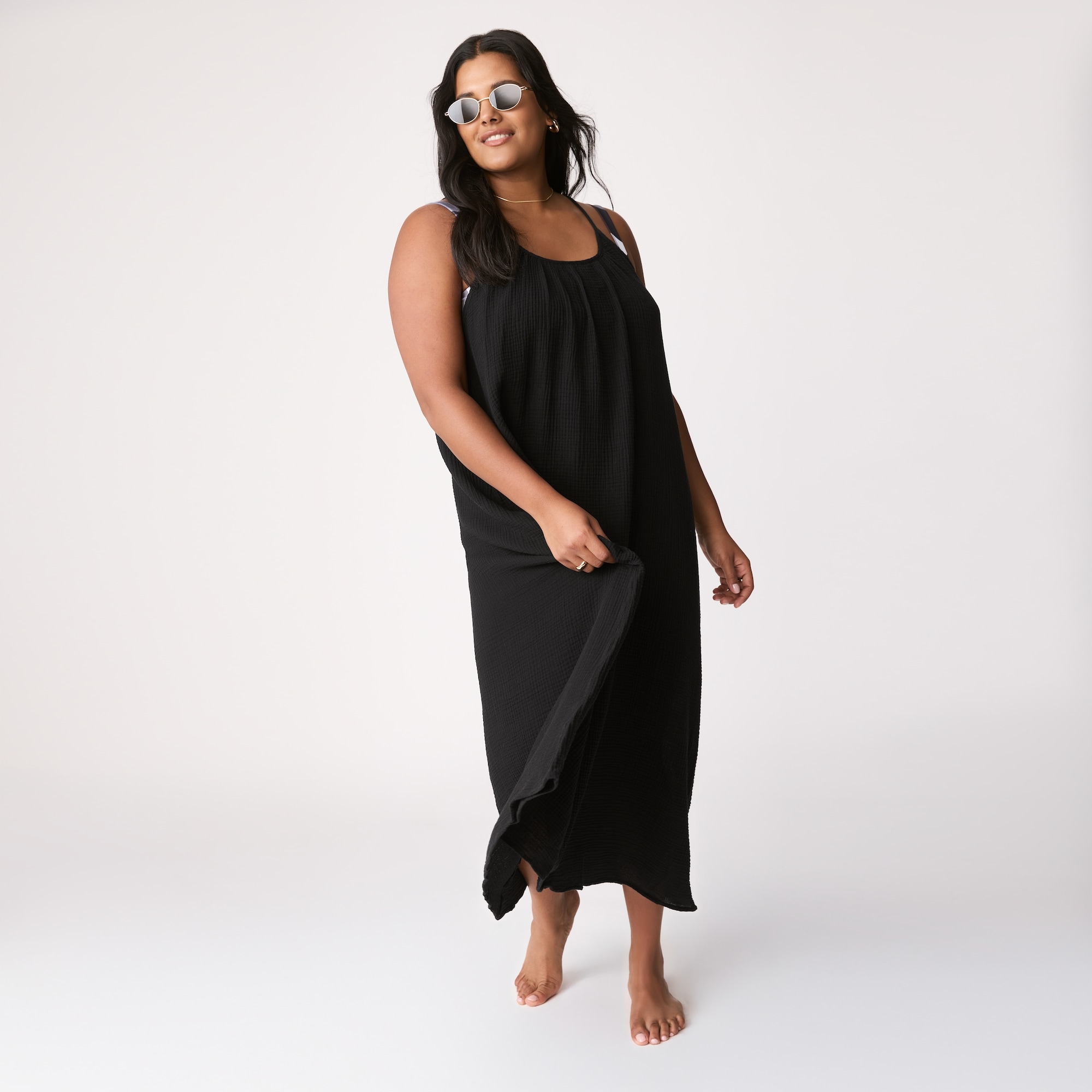strapless open back dress Crinkle Cotton Coverup – Draper James main image 1