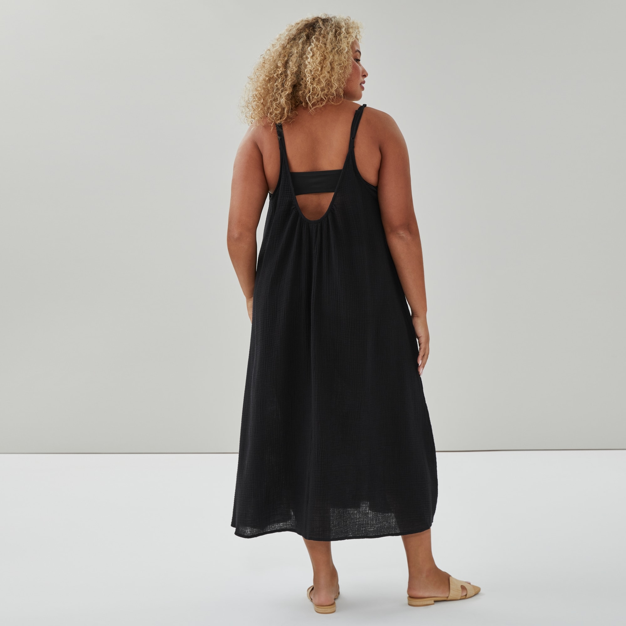 Women+ Gauze Midi Dress Cover-Up in Black from Joe Fresh