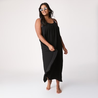 Robe midi cache-maillot de bain en gaze Femmes+ - Noir