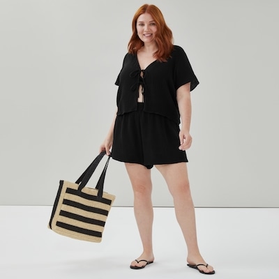 Haut cache-maillot de bain en gaze Femmes+ - Noir