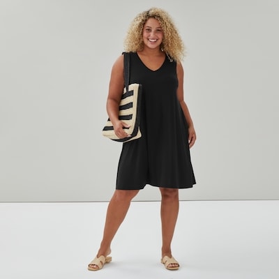 Women+ V-Neck Dress Cover-Up - Black