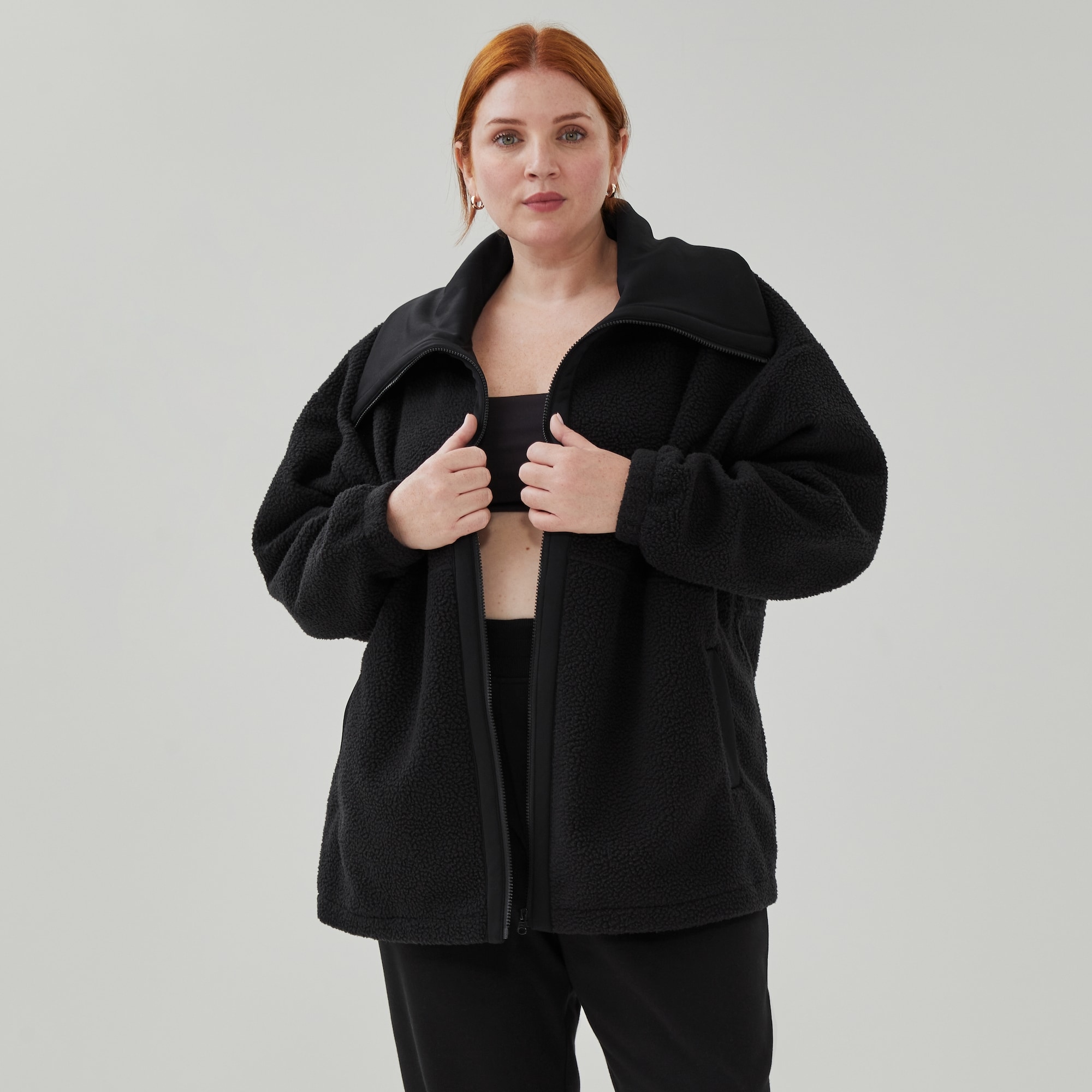 Women+ Active Oversized Jacket in Black from Joe Fresh