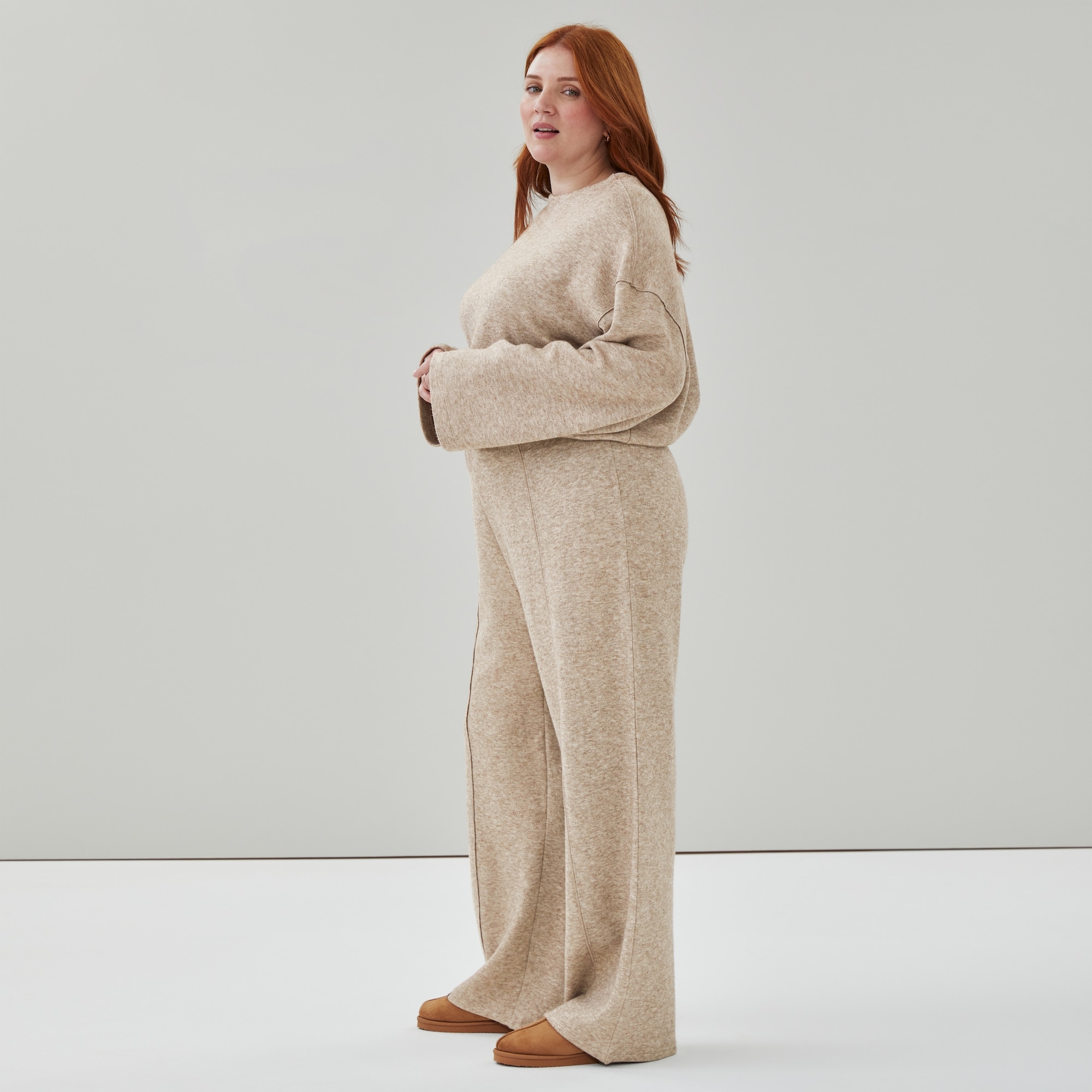 Women+ Pintuck Pant in Dark Brown Mix from Joe Fresh