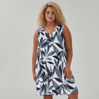 Women+ Printed V-Neck Dress Cover-Up - Grey