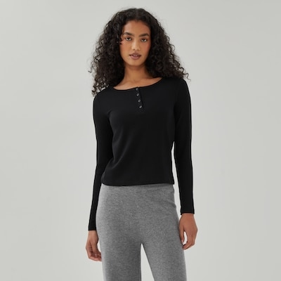 Henley Lounge Top - Black