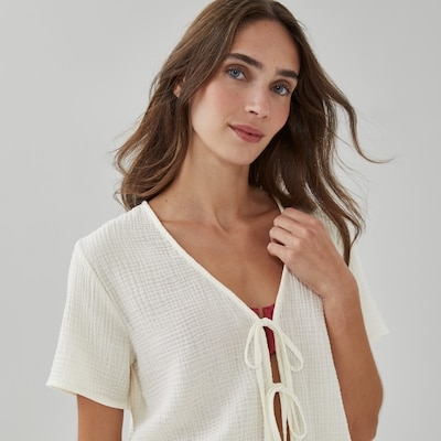 Gauze Top Cover-Up - Cream
