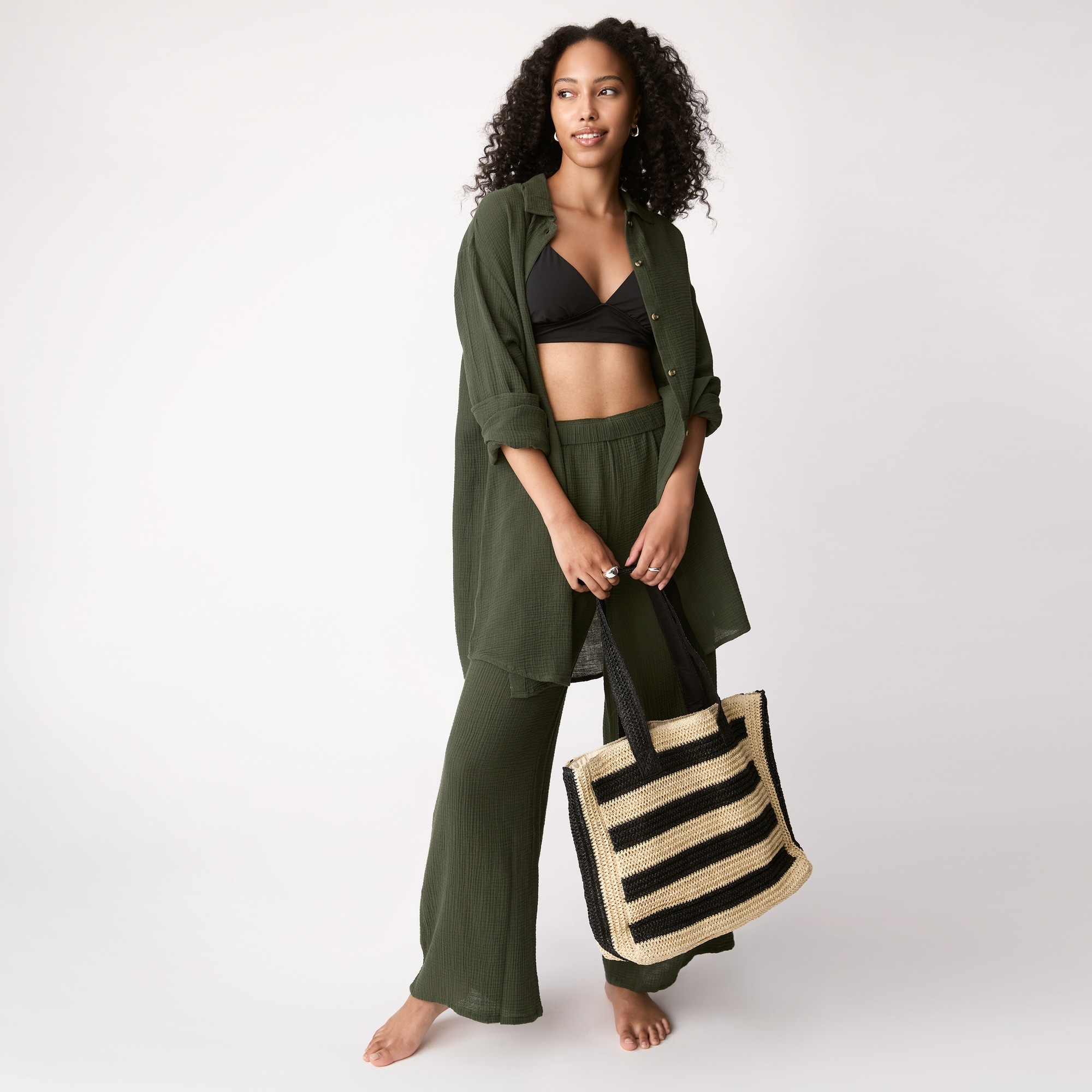 Pantalon cache-maillot de bain en gaze