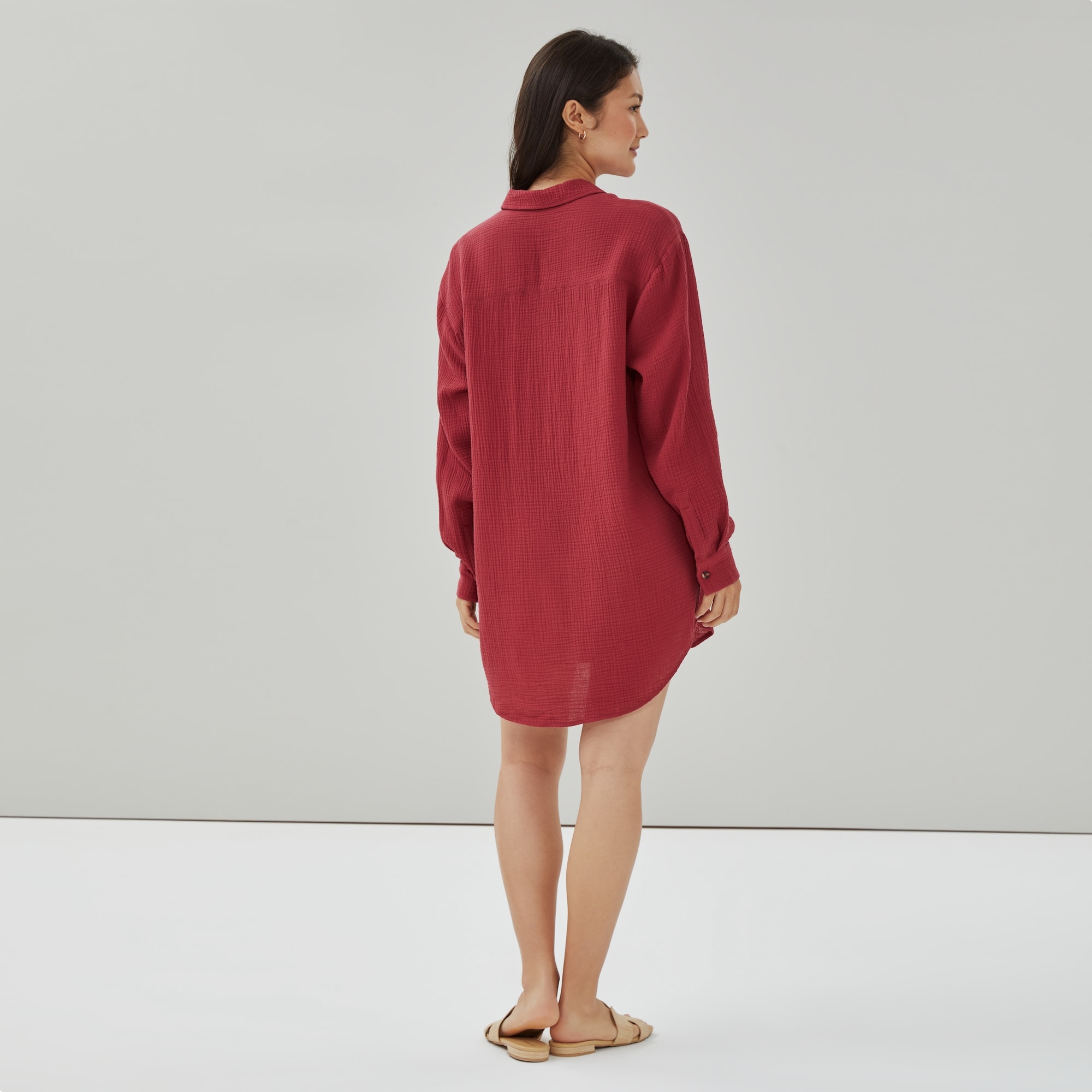 Gauze Button-Up Cover-Up