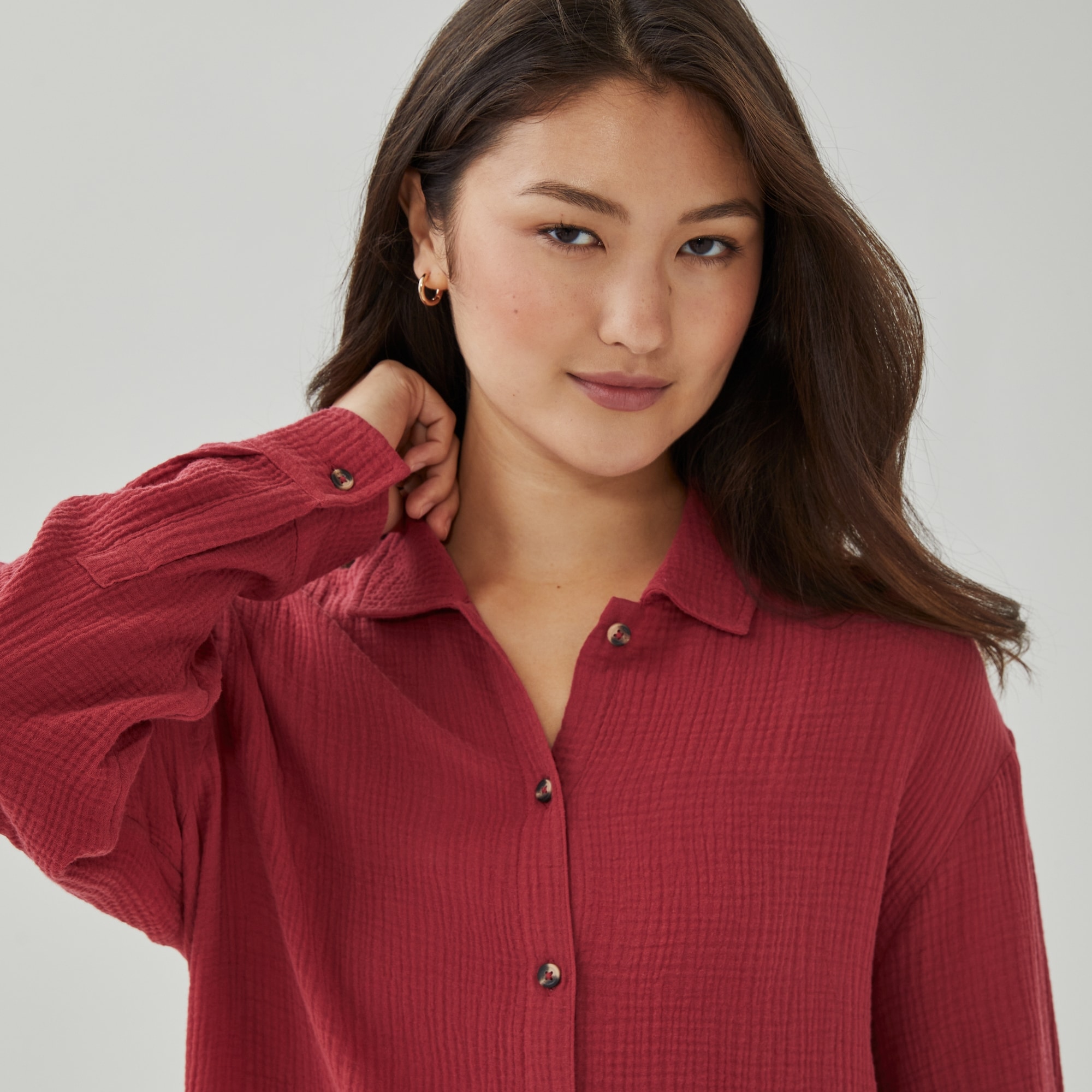 Gauze Button-Up Cover-Up