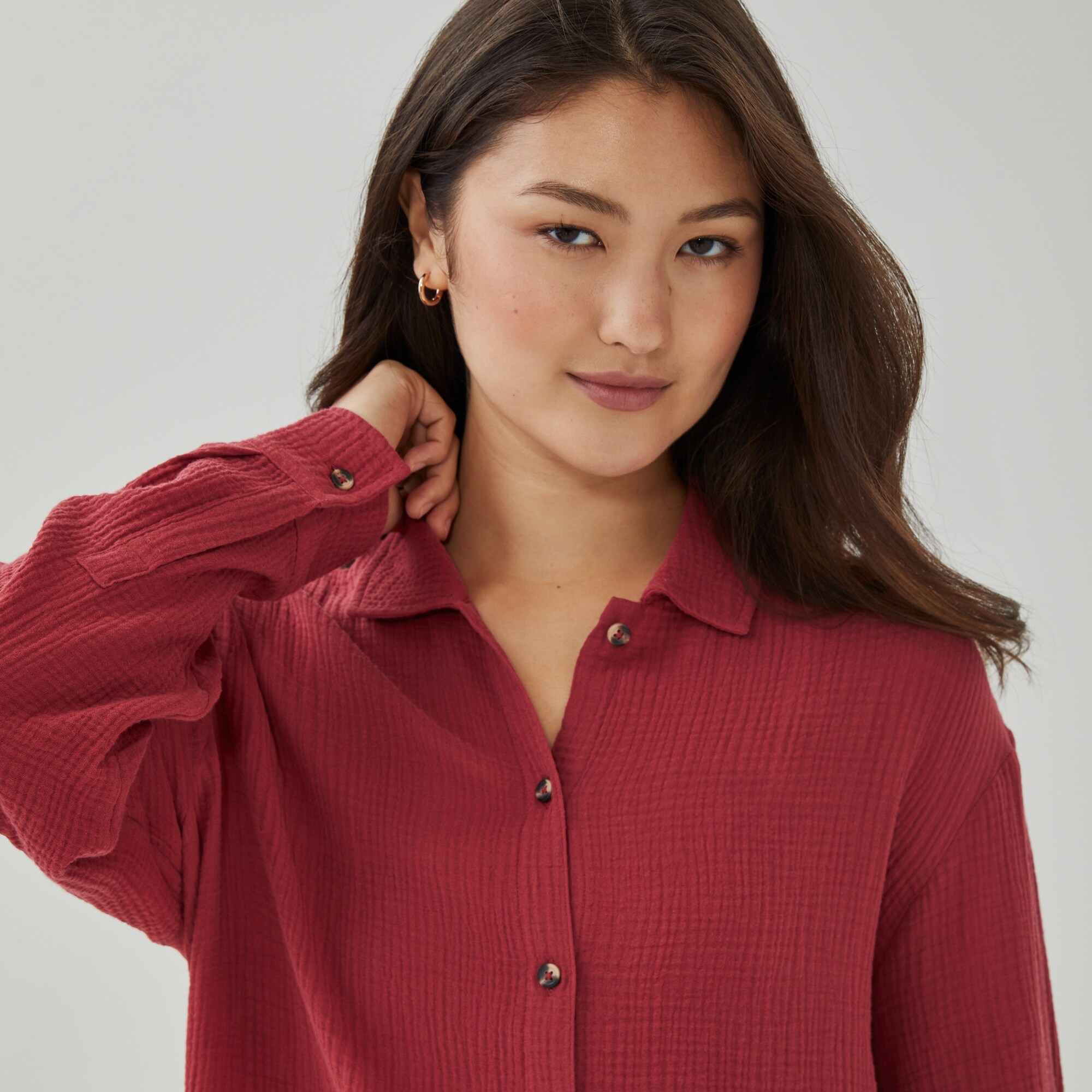 Gauze Button-Up Cover-Up
