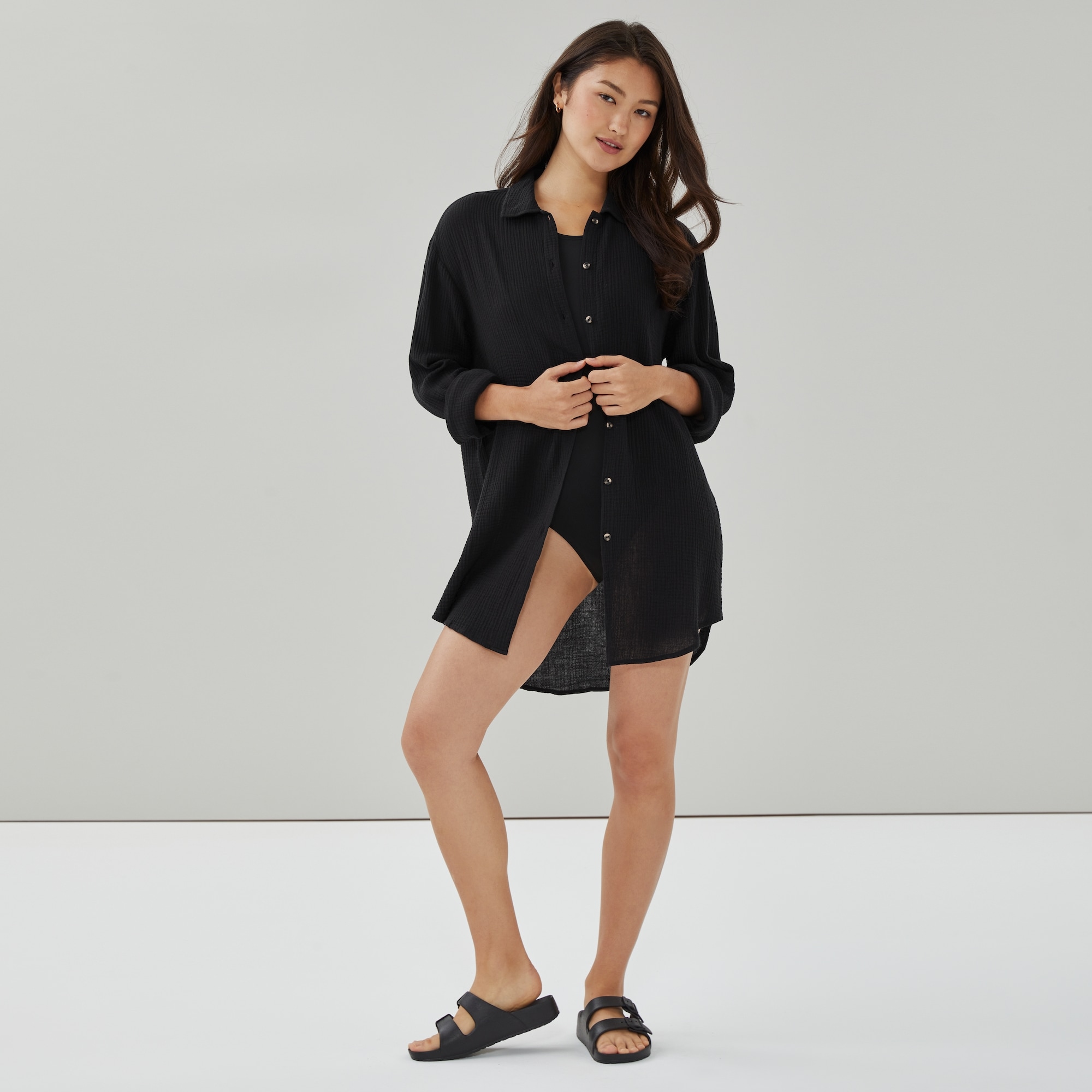 Gauze Button-Up Cover-Up