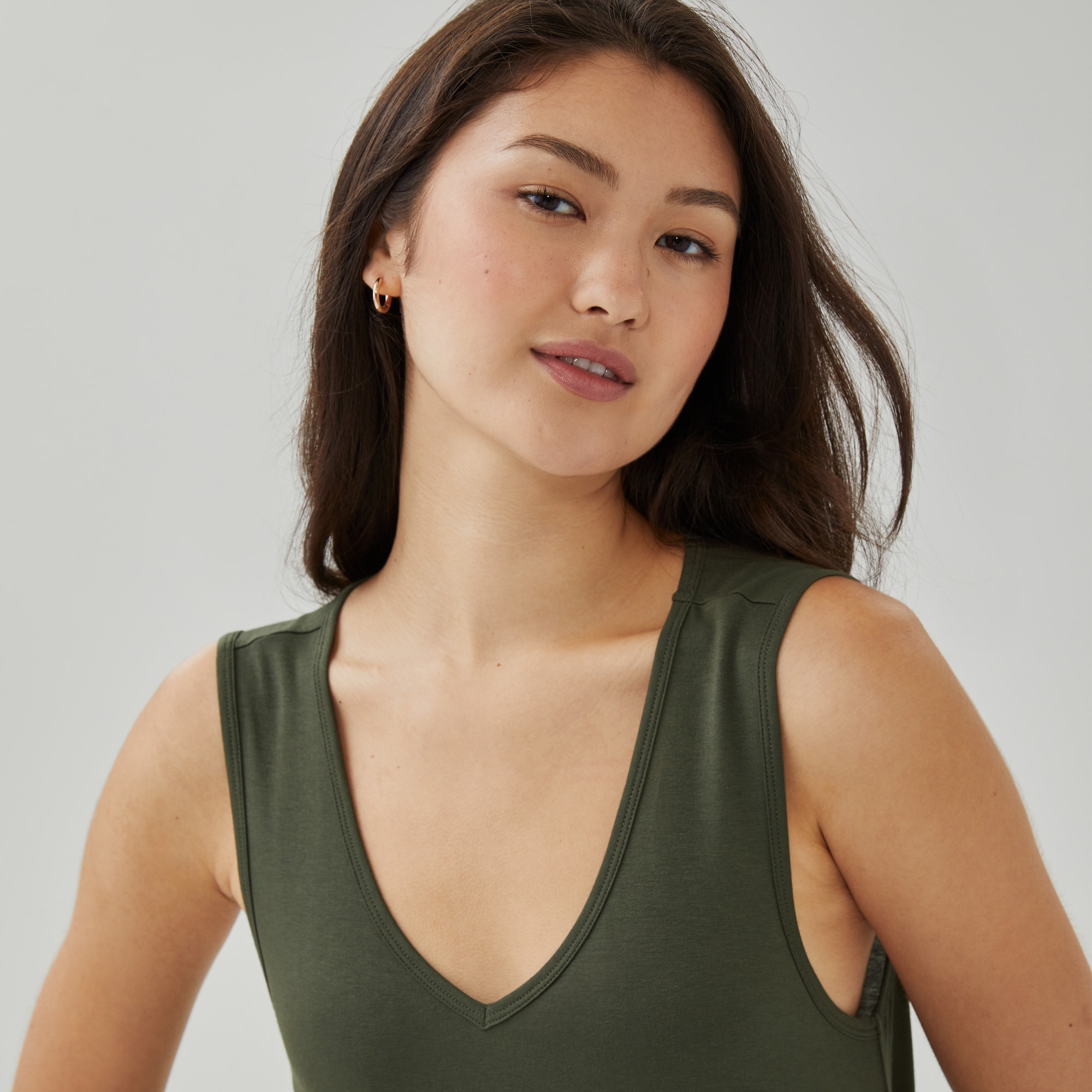 V-Neck Dress Cover-Up in Army Green from Joe Fresh