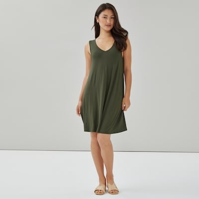 Robe cache-maillot de bain à col en V - Vert Militaire