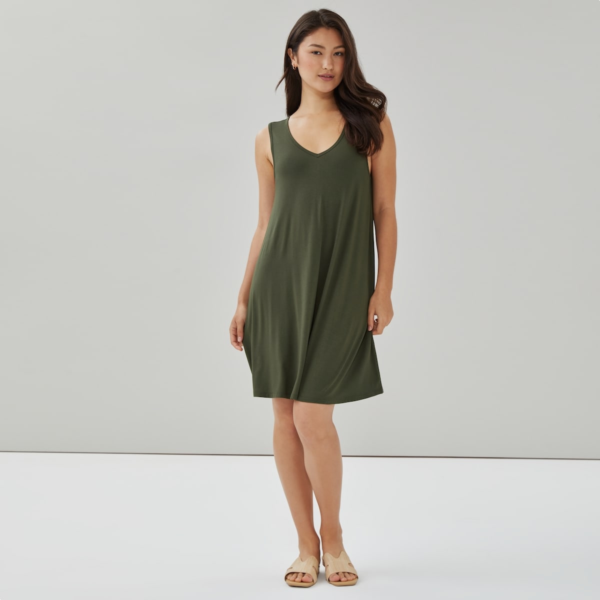 V-Neck Dress Cover-Up - Army Green