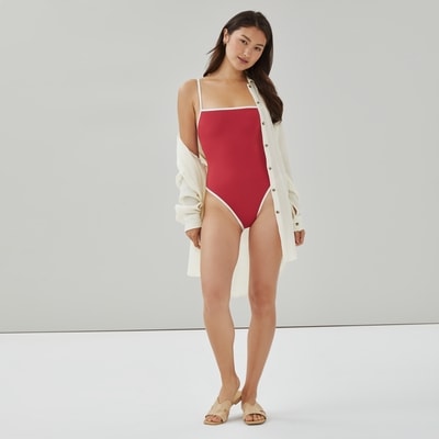 Square Neck Swimsuit - Red