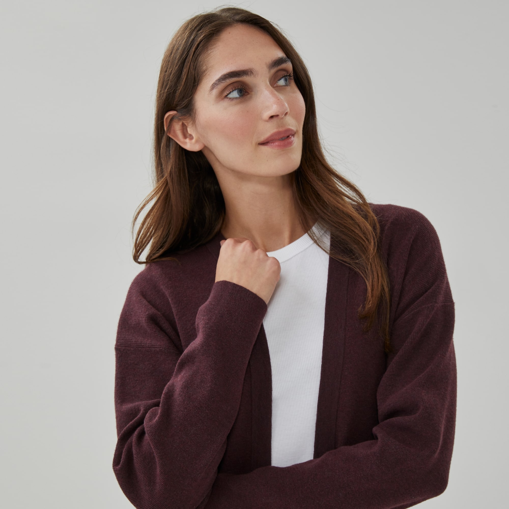 Relaxed Cardigan in Plum from Joe Fresh