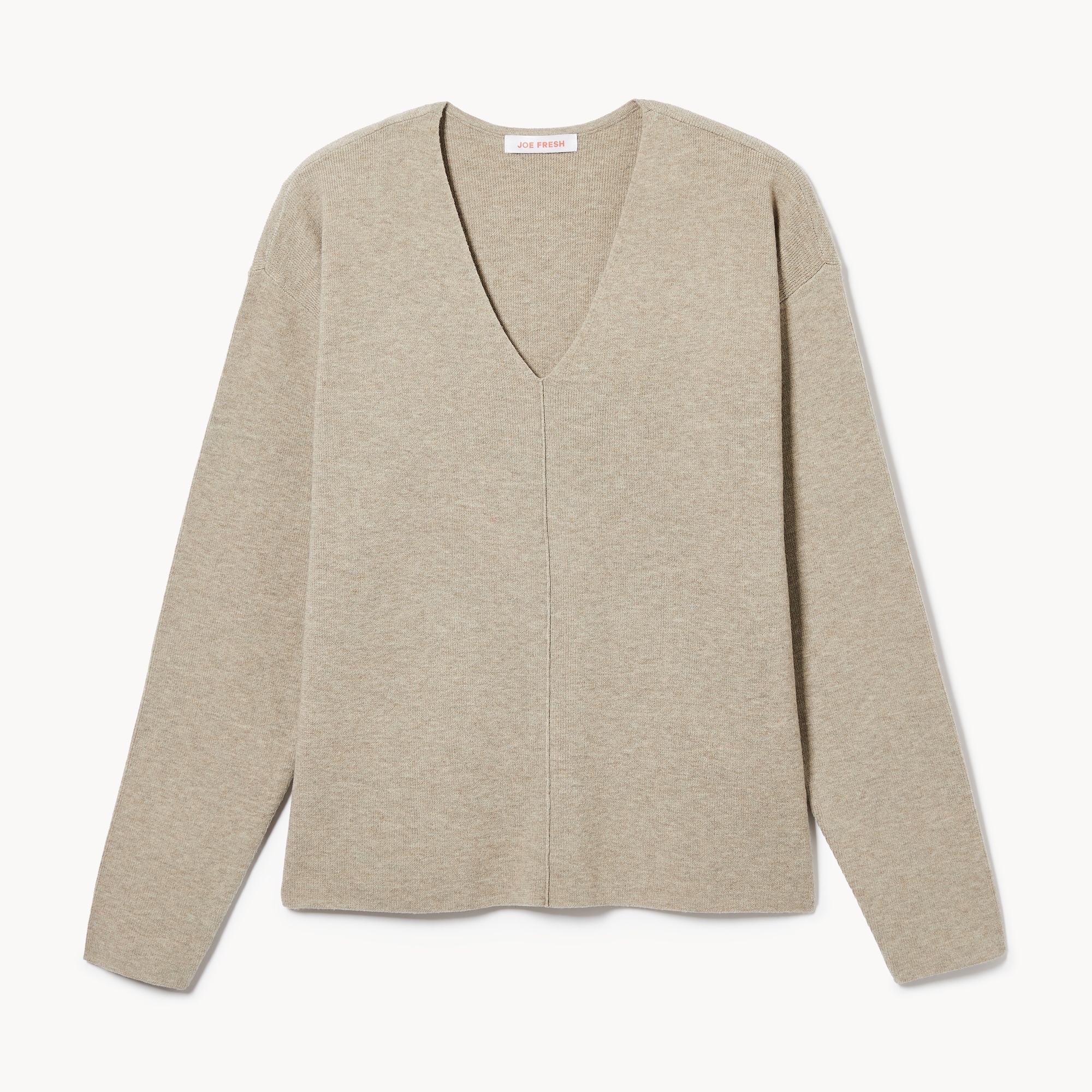 V-Neck Sweater in Light Brown Mix from Joe Fresh