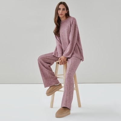 Pantalon à plis nervurés - Prune