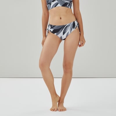 Printed Ruched Swim Bottom - Grey