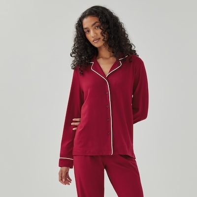 Notch Collar Sleep Shirt - Maroon