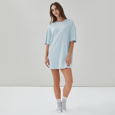 Ribbed Lounge Dress - Pale Blue