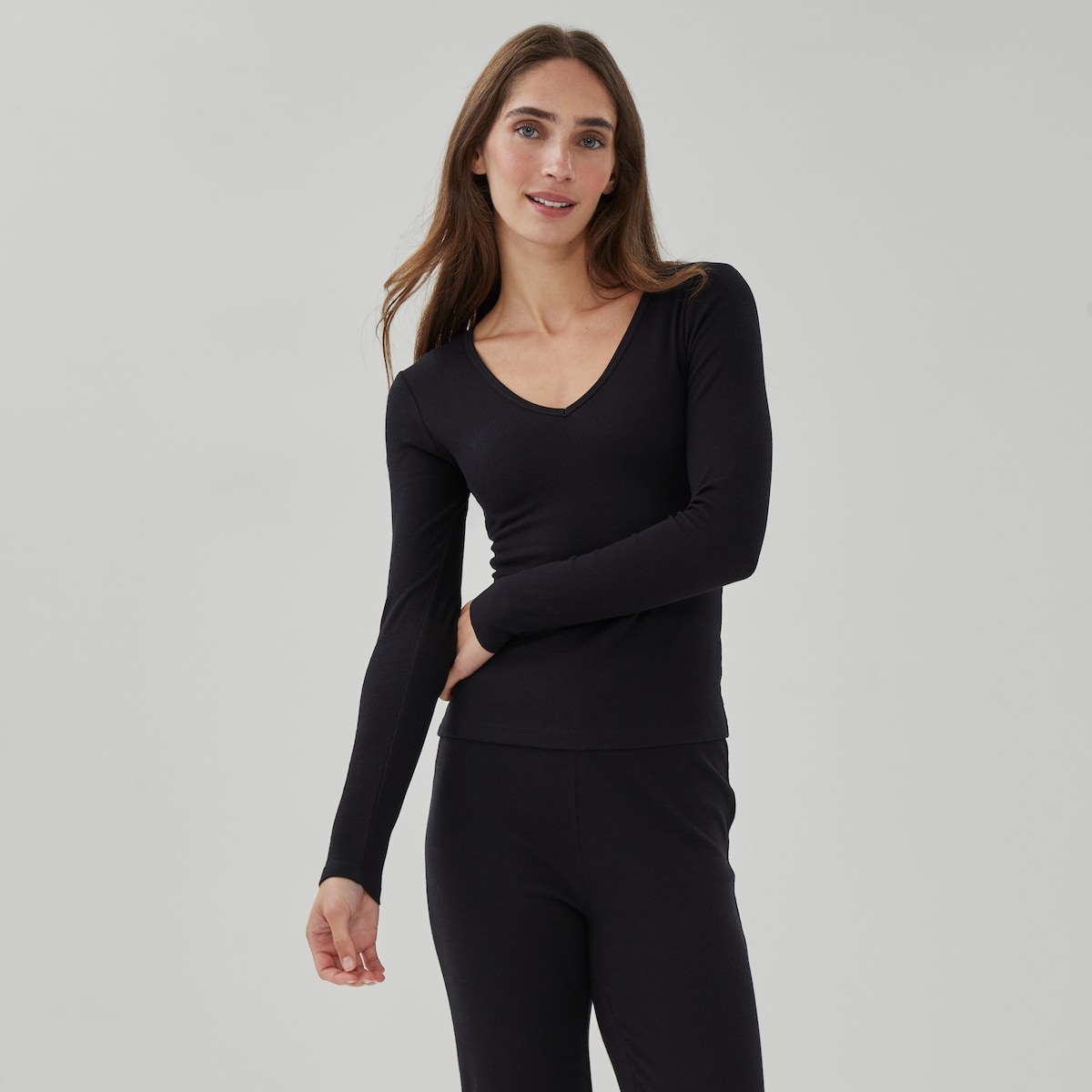 Ribbed Lounge Top - Black