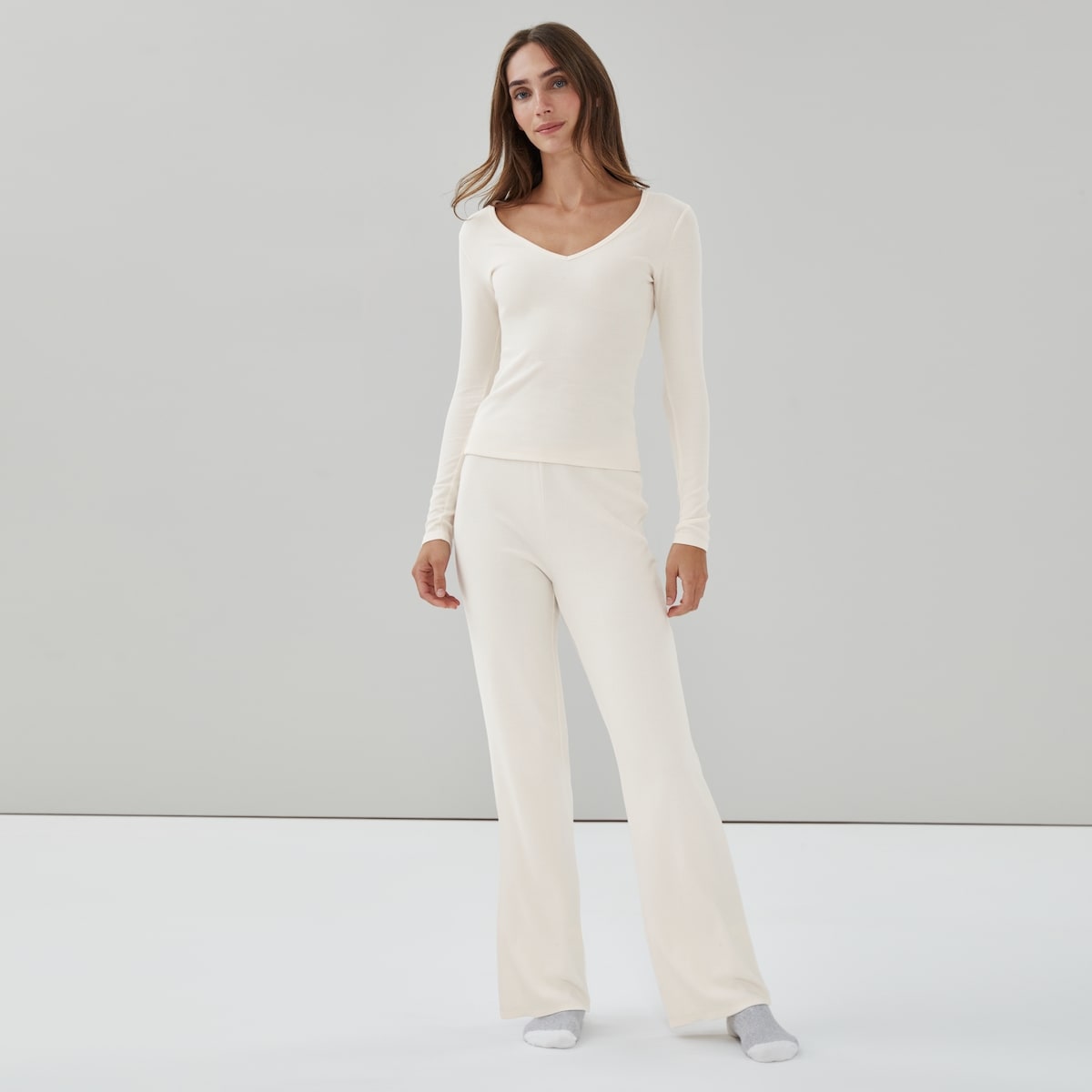 Ribbed Lounge Top - Cream