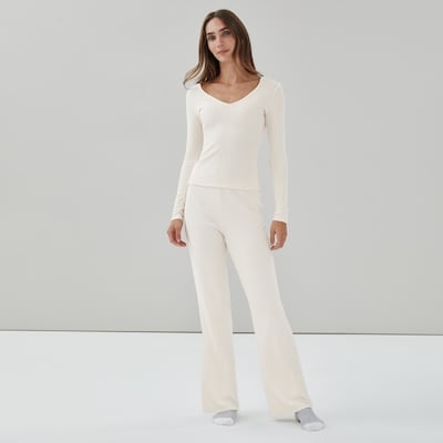 Ribbed Lounge Top - Cream