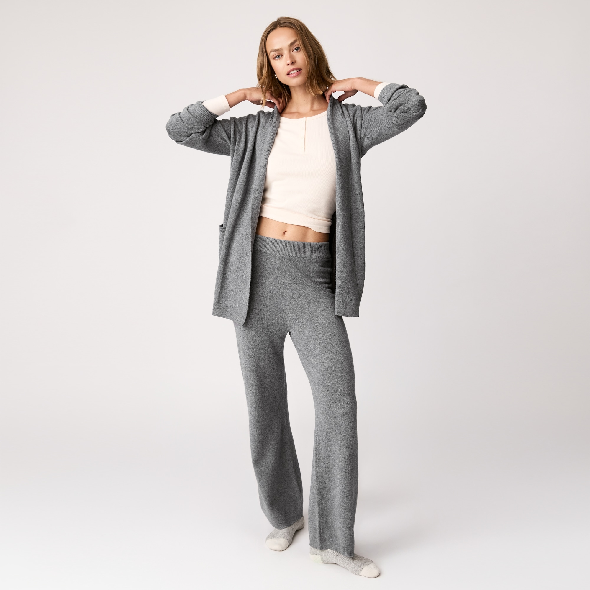 Open Front Lounge Cardigan in Charcoal Melange from Joe Fresh