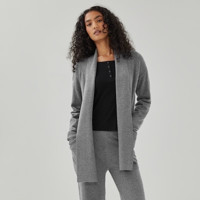 Open Front Lounge Cardigan - Charcoal Melange