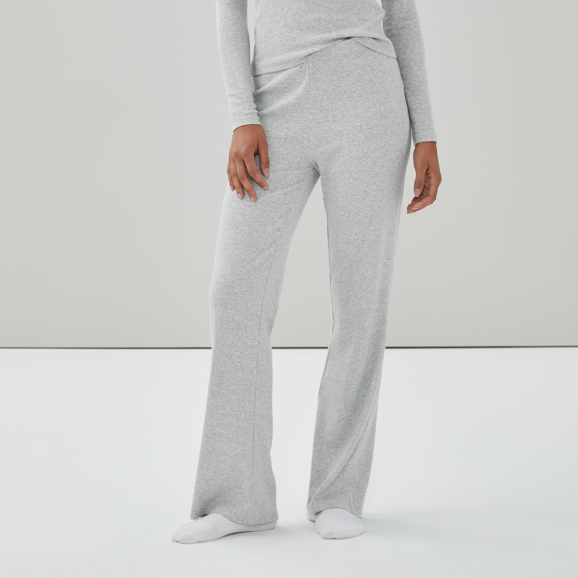 パンツ Bristol STRETCH KNIT RIBBED LOUNGE PANTS Ribbed Lounge Pant in Grey Mix from Joe Fresh