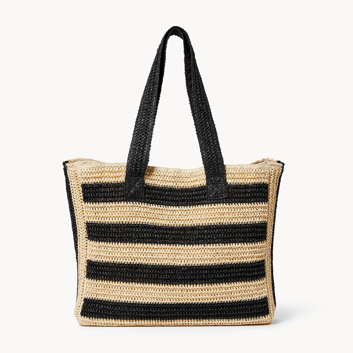 Wide Stripe Straw Tote