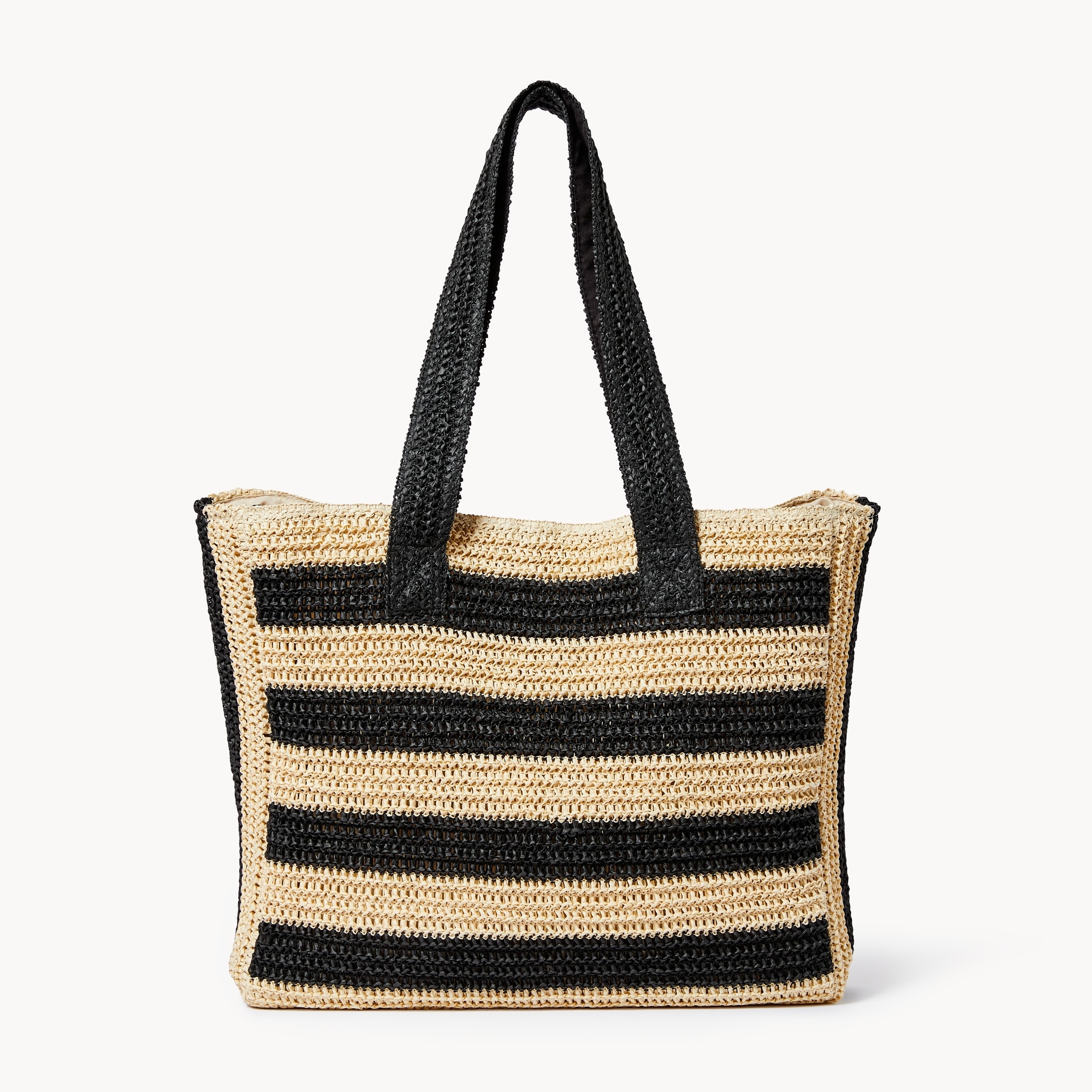 Wide Stripe Straw Tote