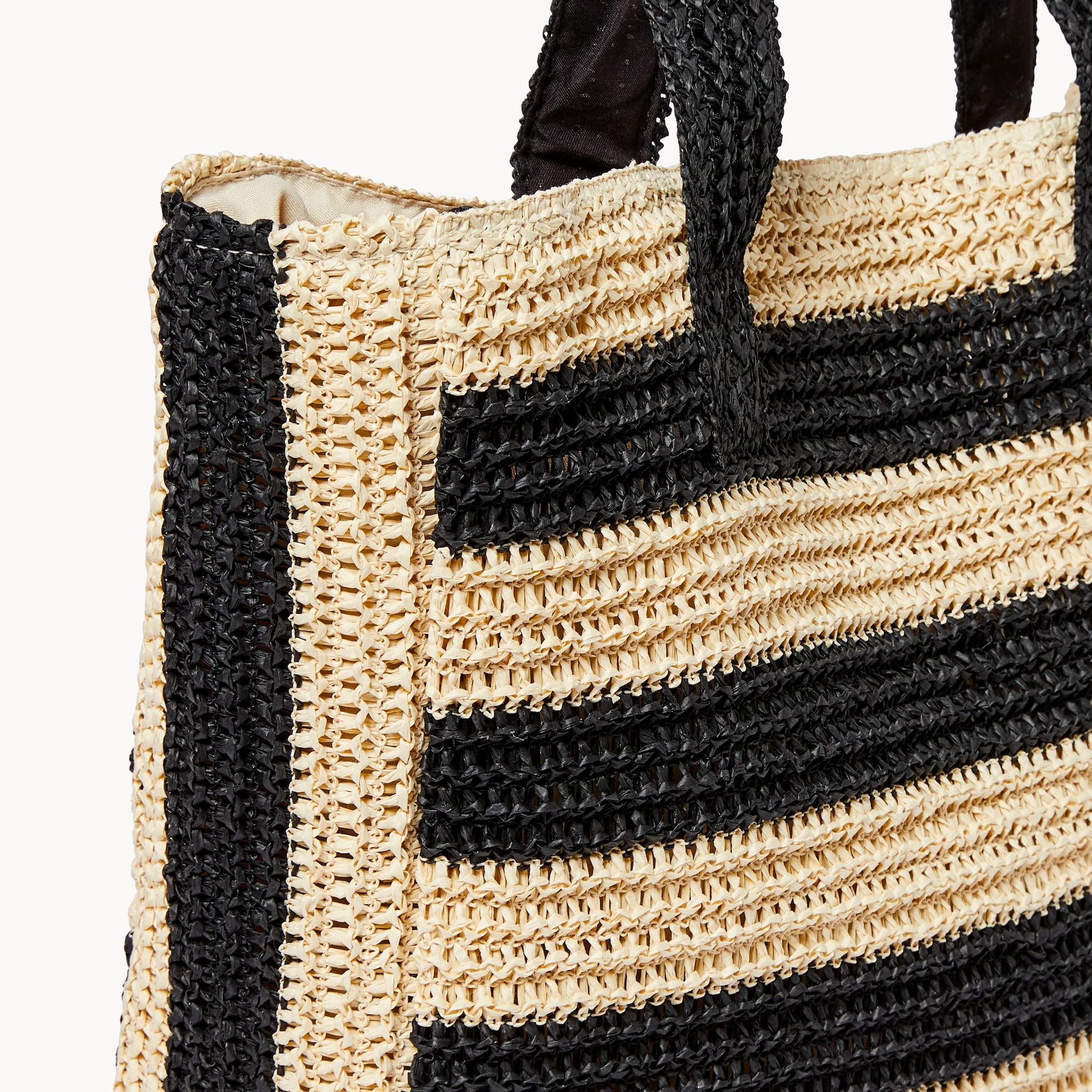 Wide Stripe Straw Tote