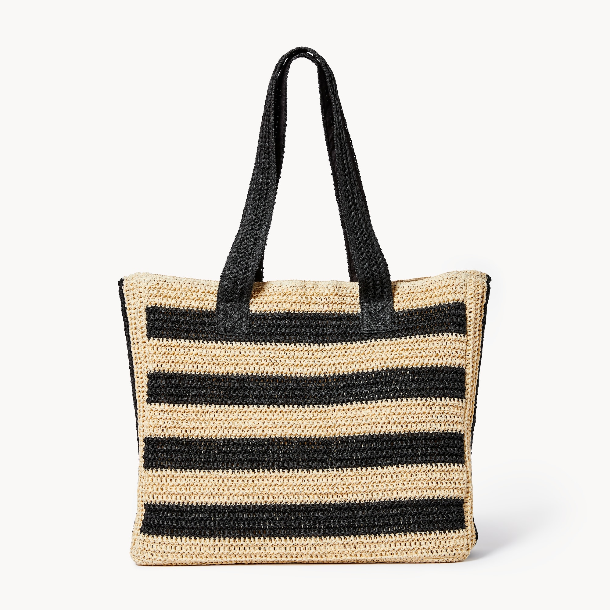 Wide Stripe Straw Tote