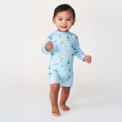 Baby Boys' Rash Guard Swimsuit - Pale Blue