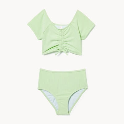 Kid Girls' 2-Piece Ruched Swim Set - Bright Green