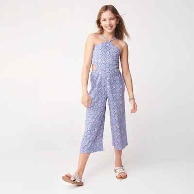 Kid Girls' Cutout Romper - Dusty Blue