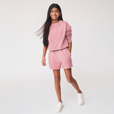 Kid Girls' Sweatshirt & Short Set - Light Mauve