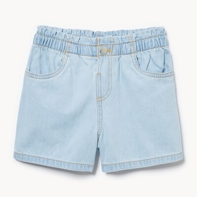 Short taille haute fronce en denim pour filles