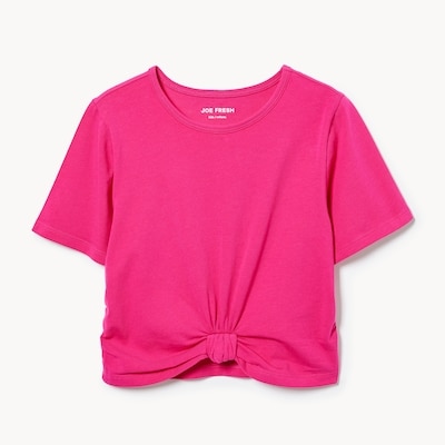Kid Girls' Knotted T-Shirt - Magenta
