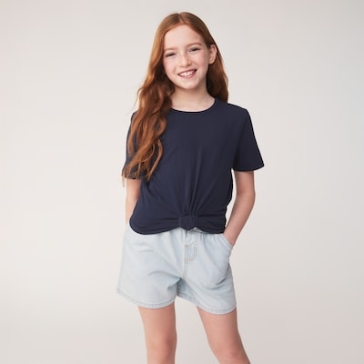 Kid Girls' Knotted T-Shirt - Dark Navy