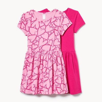 Kid Girls' 2-Pack Rib Dress - Bright Pink