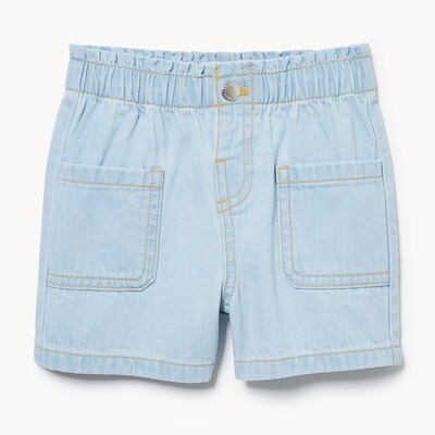 Short taille fronce en denim, petites filles