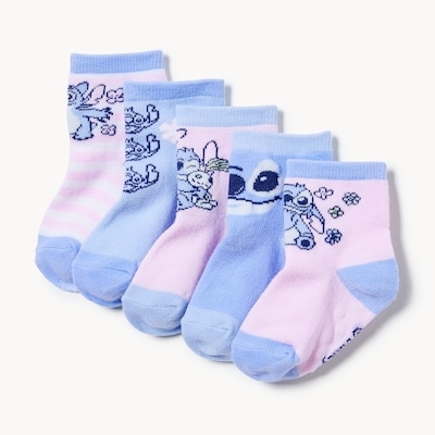 Chaussettes mi-hautes Stitch de Disney, 5 paires - Bleu
