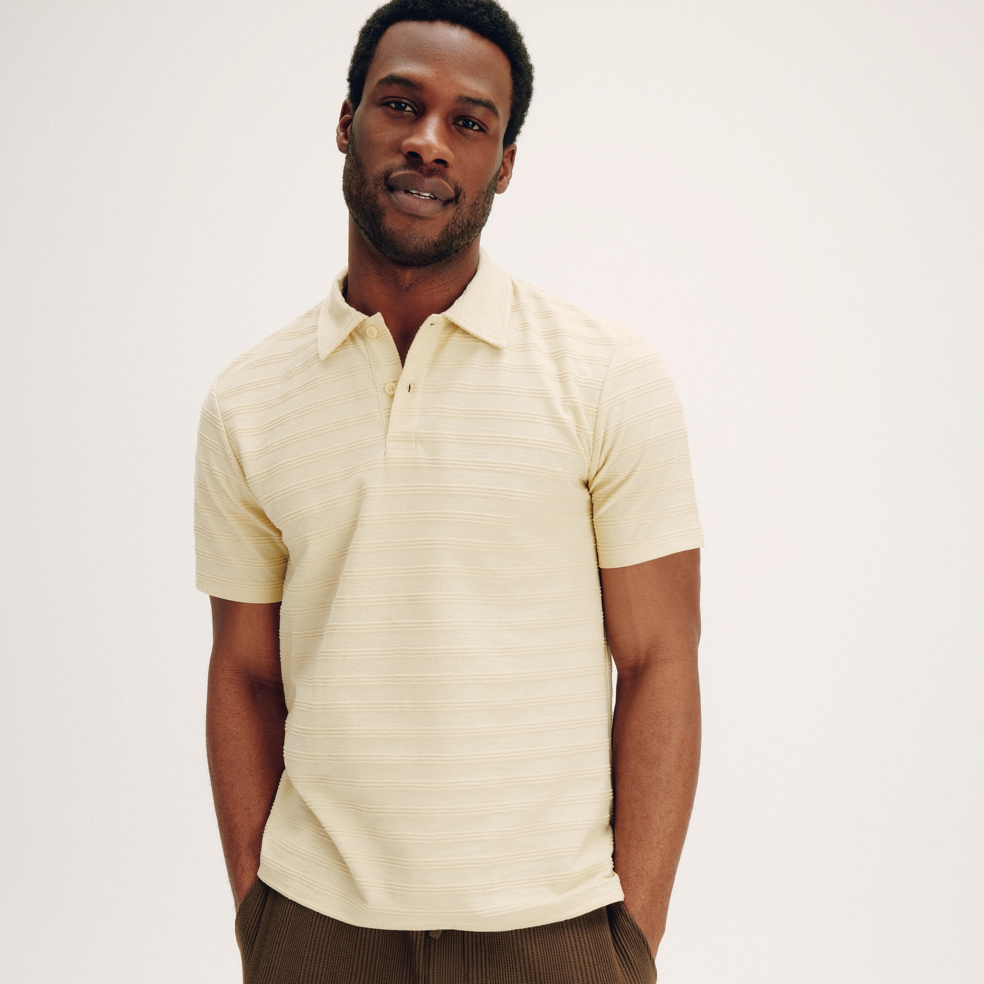 Men's Textured Stripe Polo
