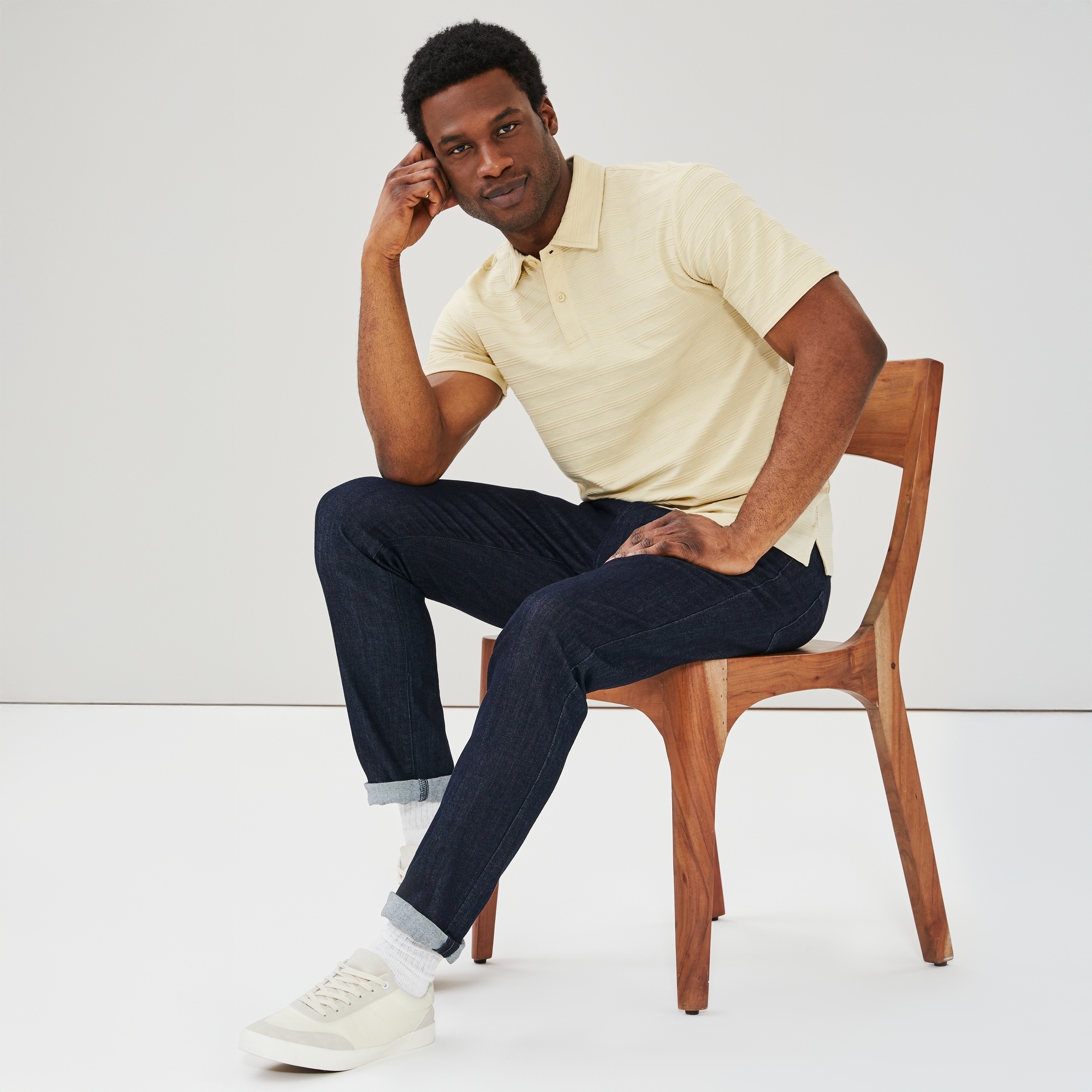Men's Textured Stripe Polo