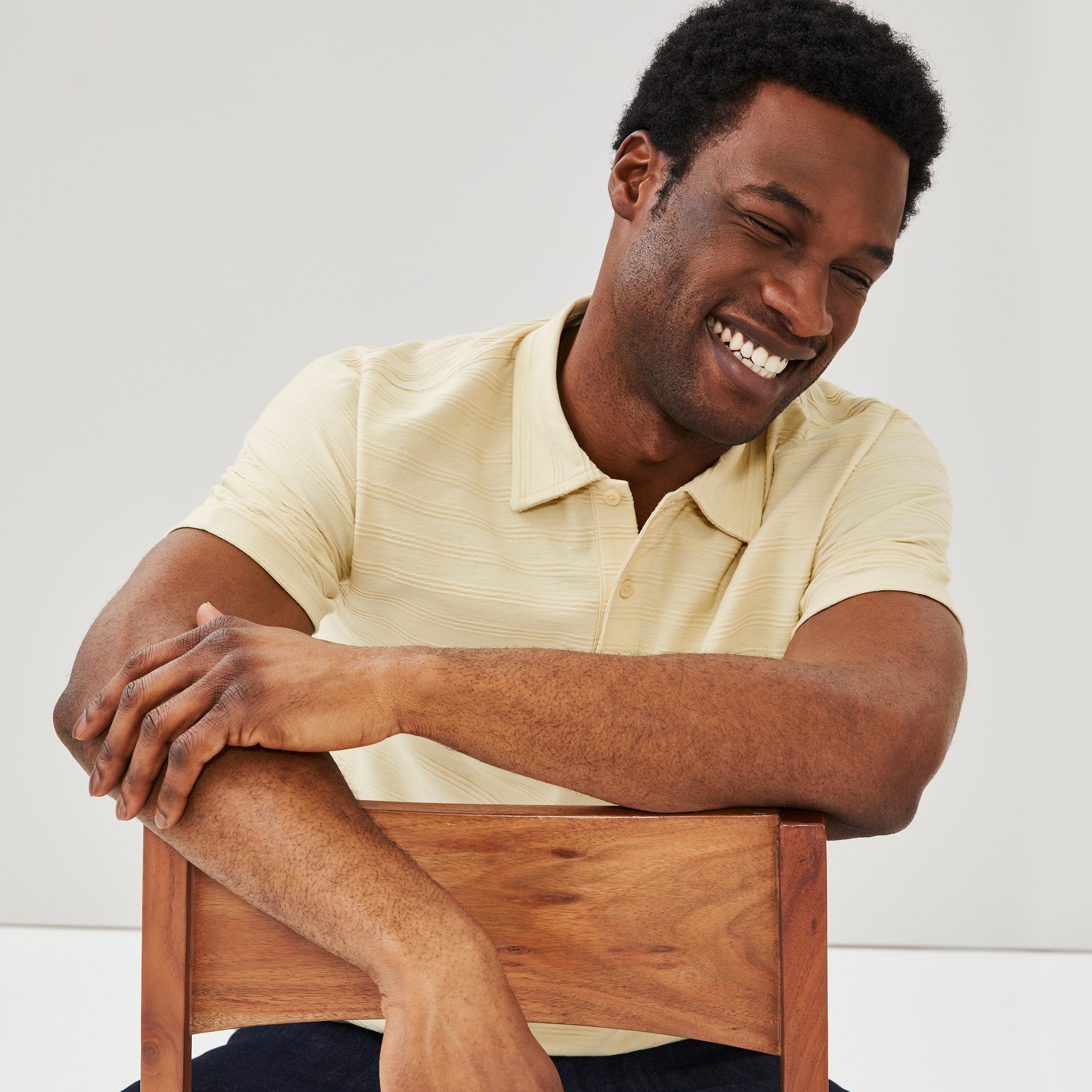 Men's Textured Stripe Polo