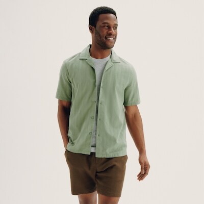 Men's Textured Button-Up Shirt - Light Green