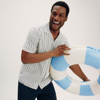 Chemise raye boutonne pour hommes